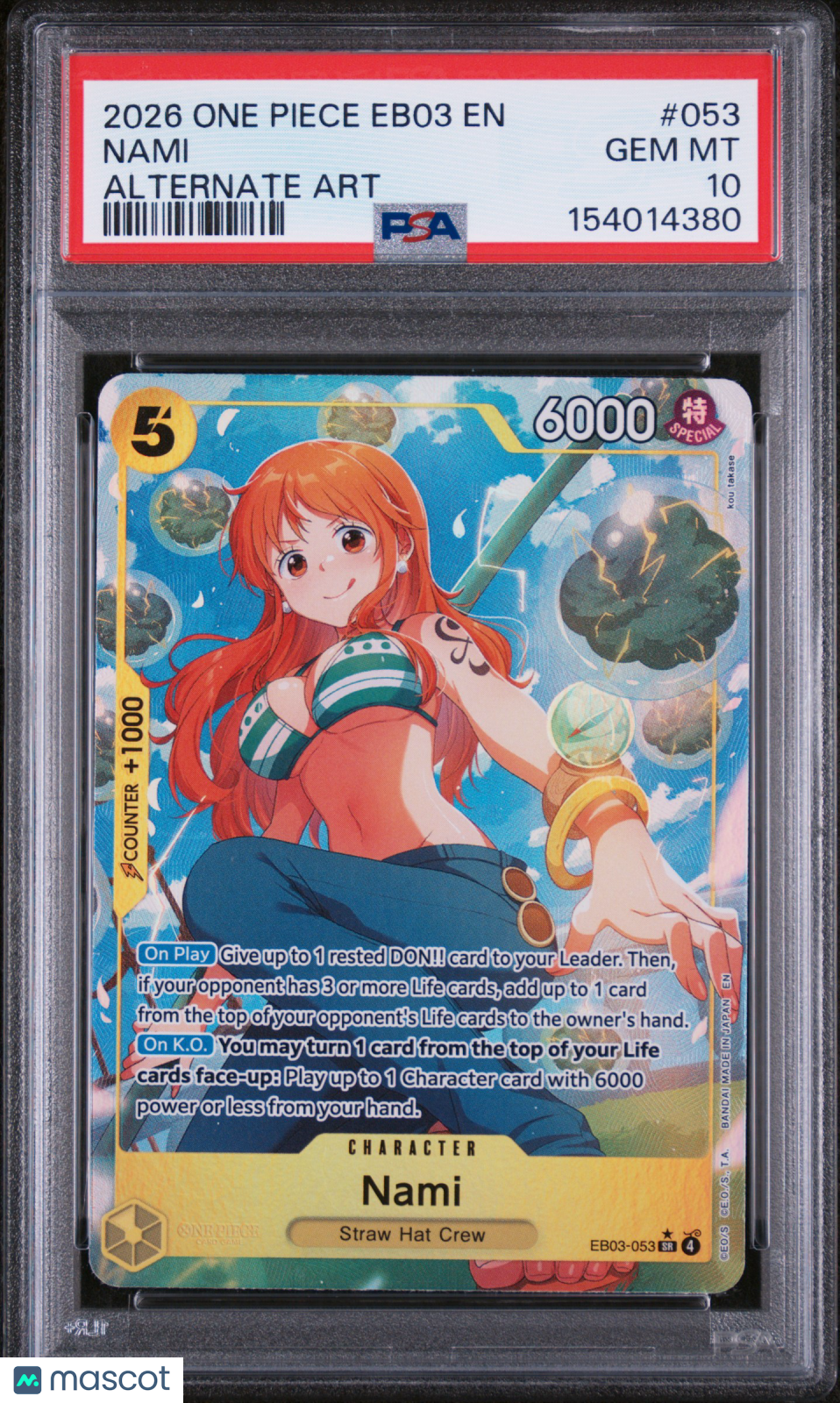 2026 One Piece Eb03-Extra Booster Heroines Edition Nami Alternate Art PSA 10