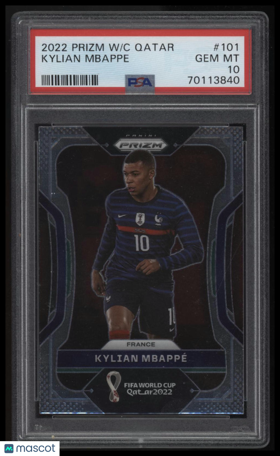 2022 Panini Prizm World Cup Qatar #101 Kylian Mbappe PSA 10