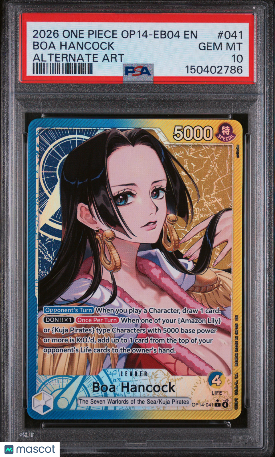 2026 One Piece Op14-Eb04-The Azure Sea'S Seven Boa Hancock Alternate Art PSA 10