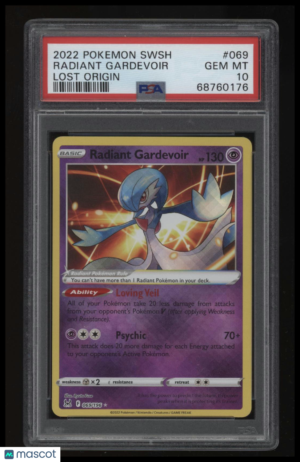 2022 Pokemon Sword &amp; Shield Lost Origin Radiant Gardevoir PSA 10 68760176