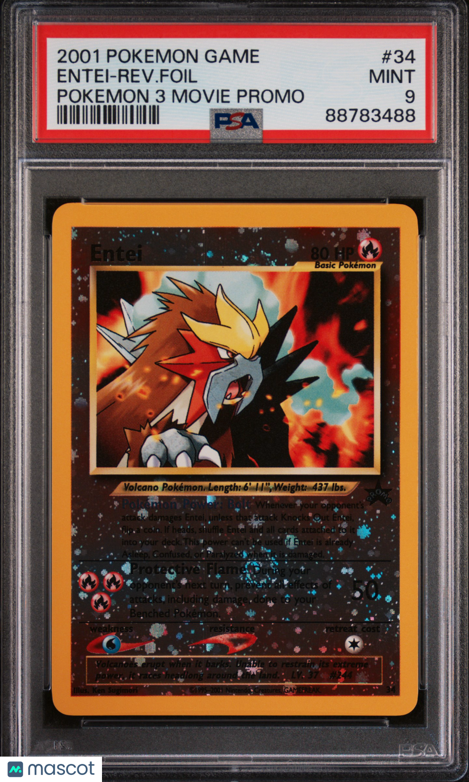 2001 Pokemon Game Movie Entei-Rev.Foil Pokemon 3 Movie Promo PSA 9 88783488