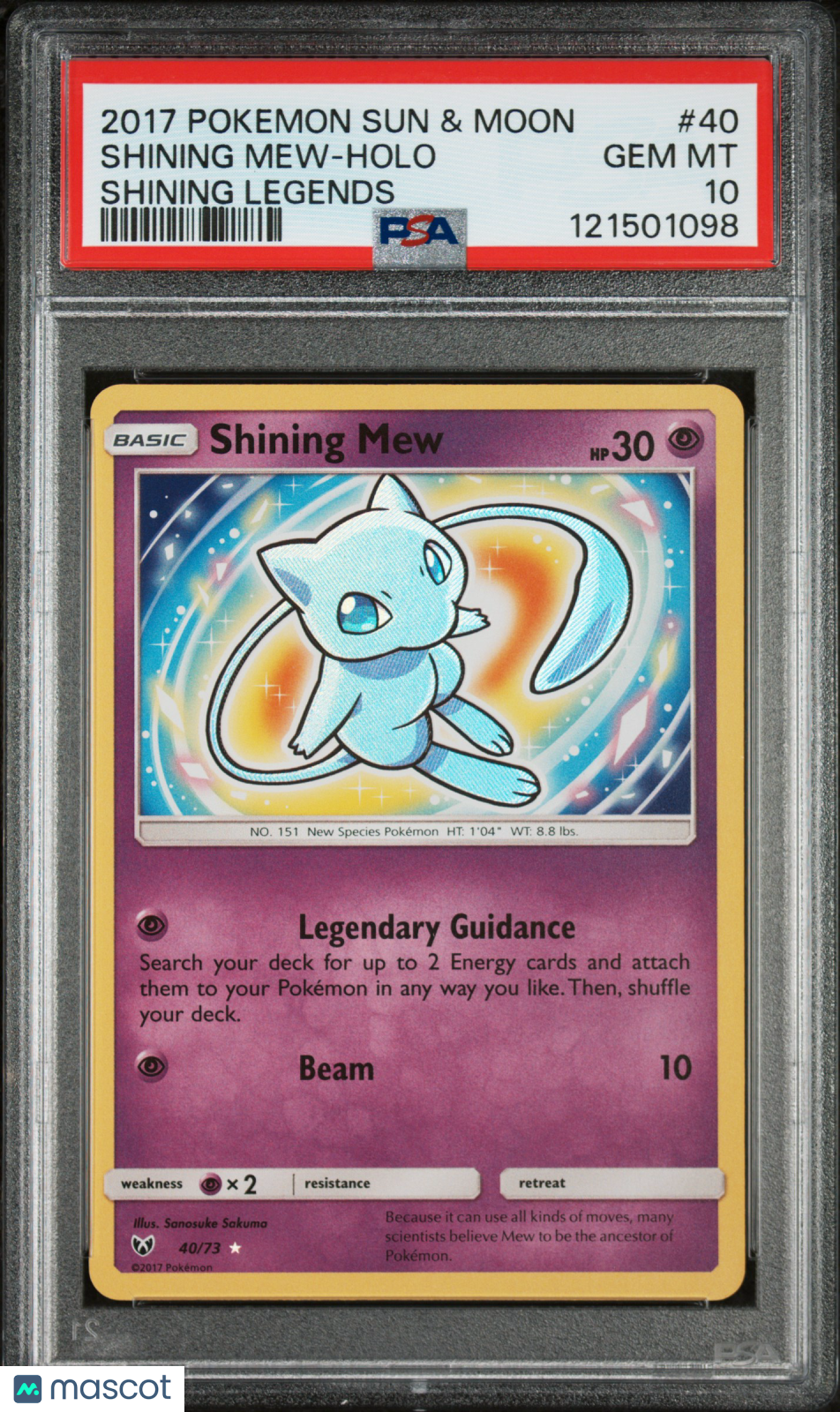 2017 Pokemon Sun & Moon Shining Legends Shining Mew-Holo PSA 10