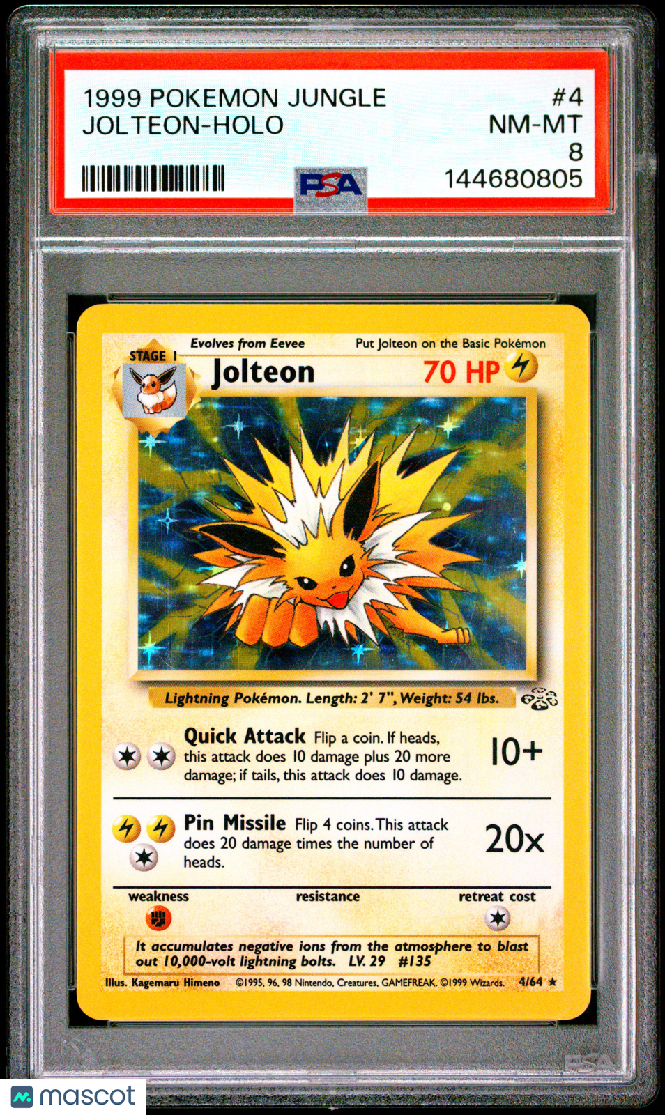 1999 Pokemon Jungle Jolteon-Holo PSA 8