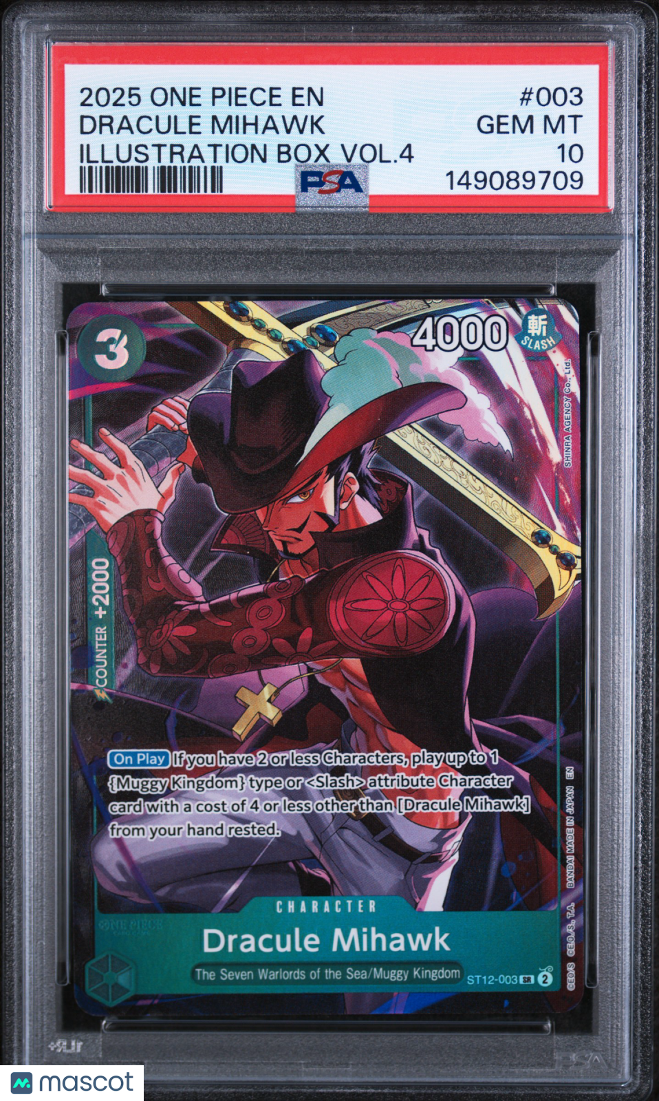 2025 One Piece Promos Dracule Mihawk Illustration Box Vol.4 PSA 10