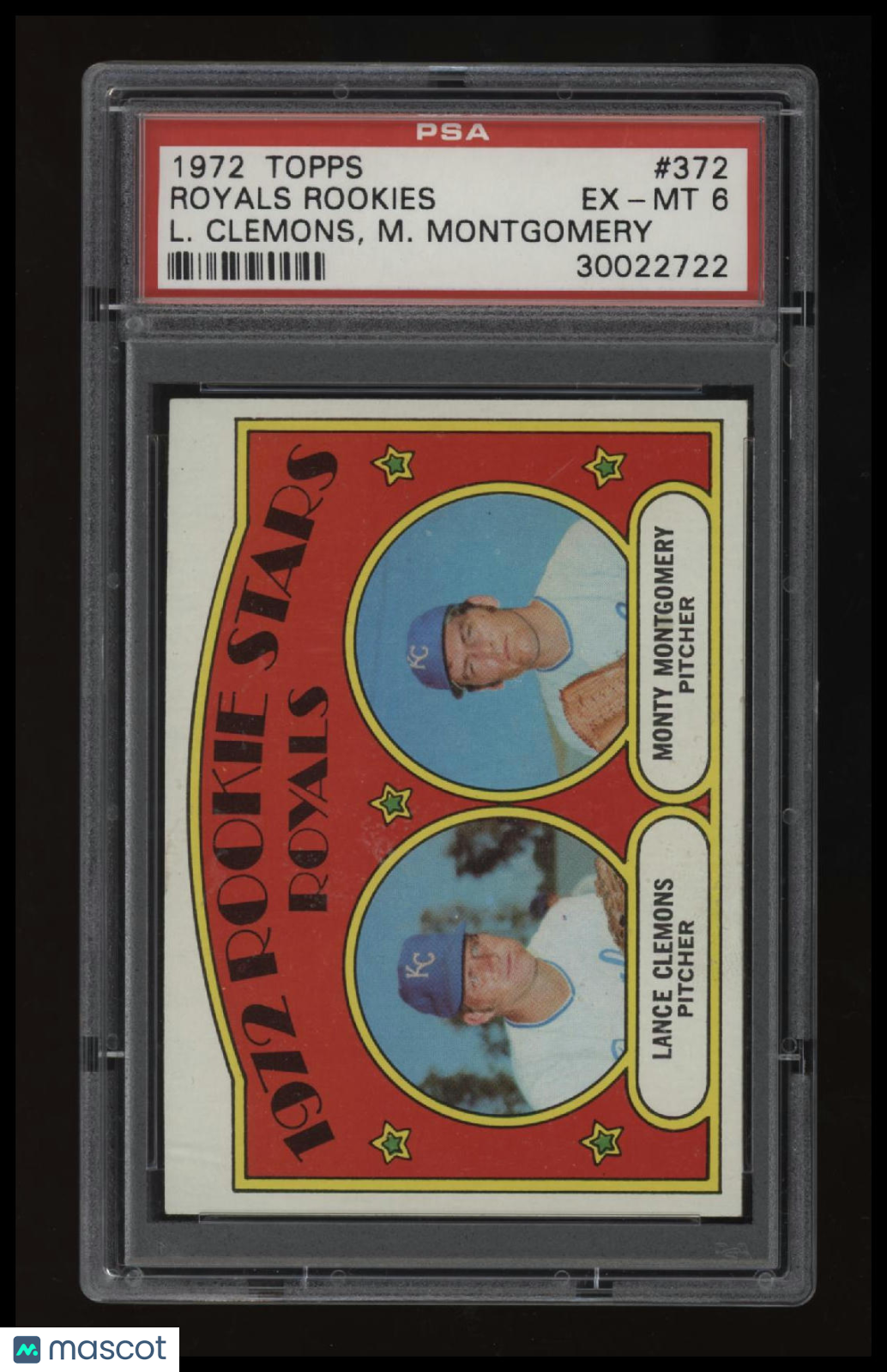 1972 Topps Royals Rookies L.Clemons/M.Montgomery PSA 6