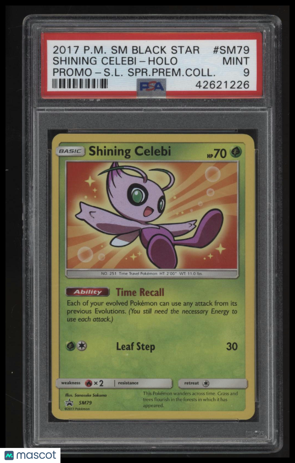 2017 Pokemon Sm Black Star Promo Shining Celebi-Holo Promo-S.L. PSA 9