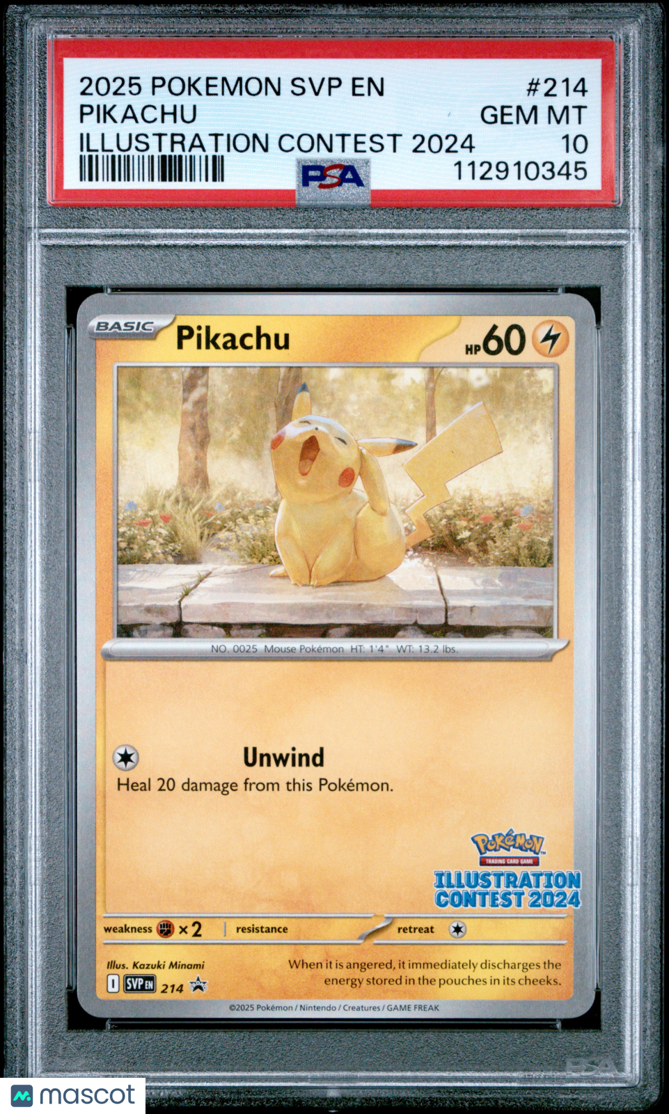 2025 Pokemon Svp En-Sv Black Star Promo Pikachu Illustration Contest 2024 PSA 10