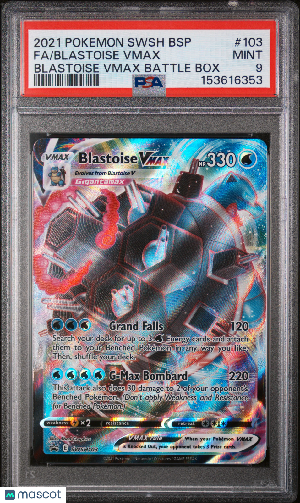 2021 Pokemon Swsh Black Star Promo Fa/Blastoise Vmax PSA 9