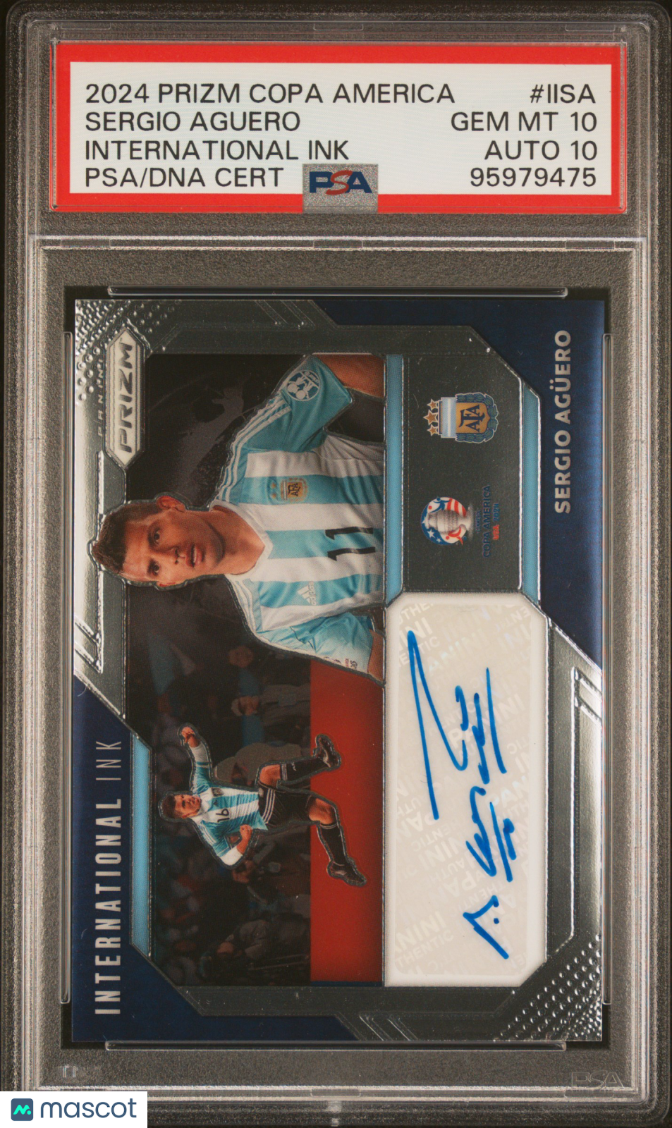 2024 Panini Prizm Conmebol Copa America International Ink Sergio Aguero PSA 10