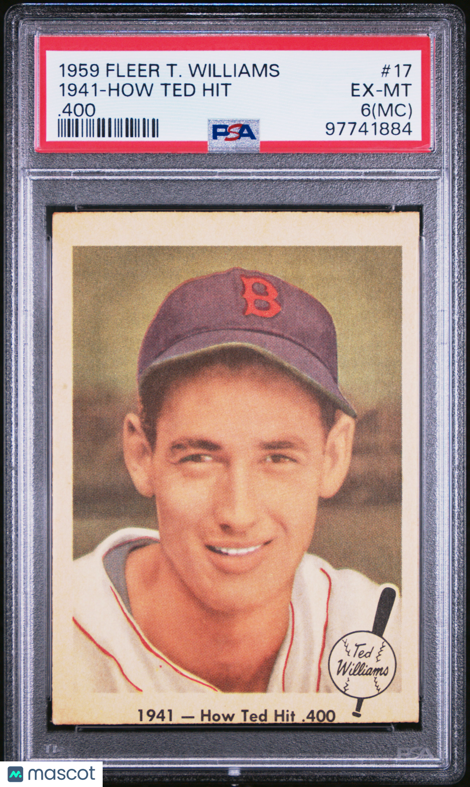 1959 Fleer Ted Williams 1941-How Ted Hit .400 PSA 6