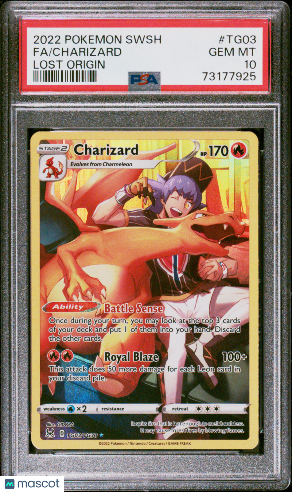 2022 Pokemon Sword & Shield Lost Origin Fa/Charizard Lost Origin PSA 10