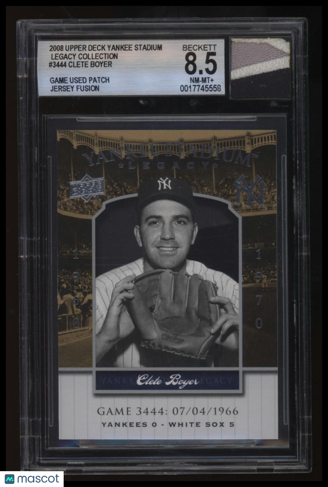 2008 Upper Deck Yankee Stadium Legacy Collection Clete Boyer BGS 8.5