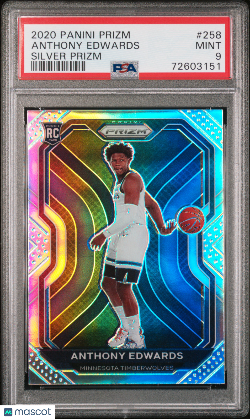 2020 Panini Prizm Anthony Edwards Silver Prizm PSA 9