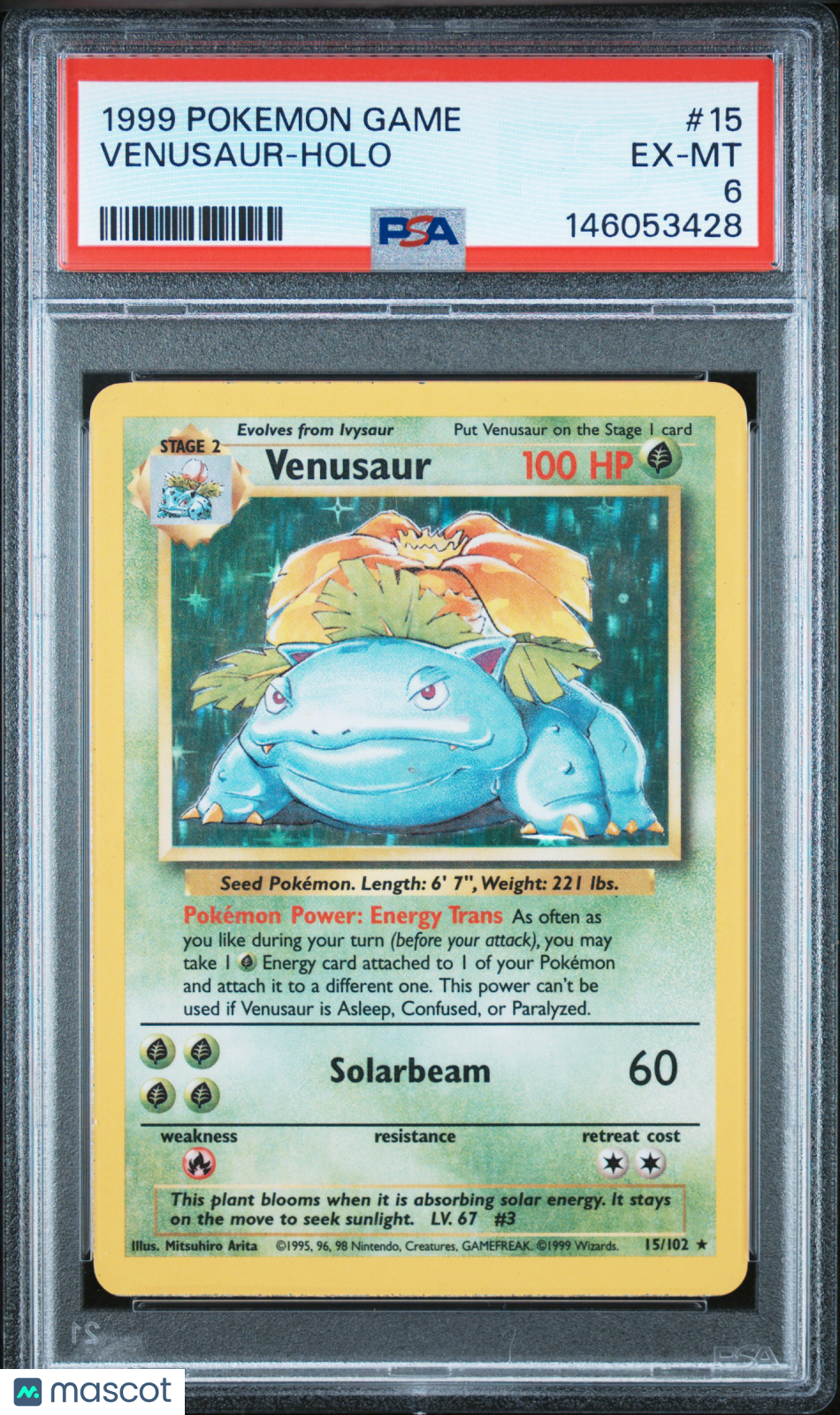 1999 Pokemon Game Venusaur-Holo PSA 6