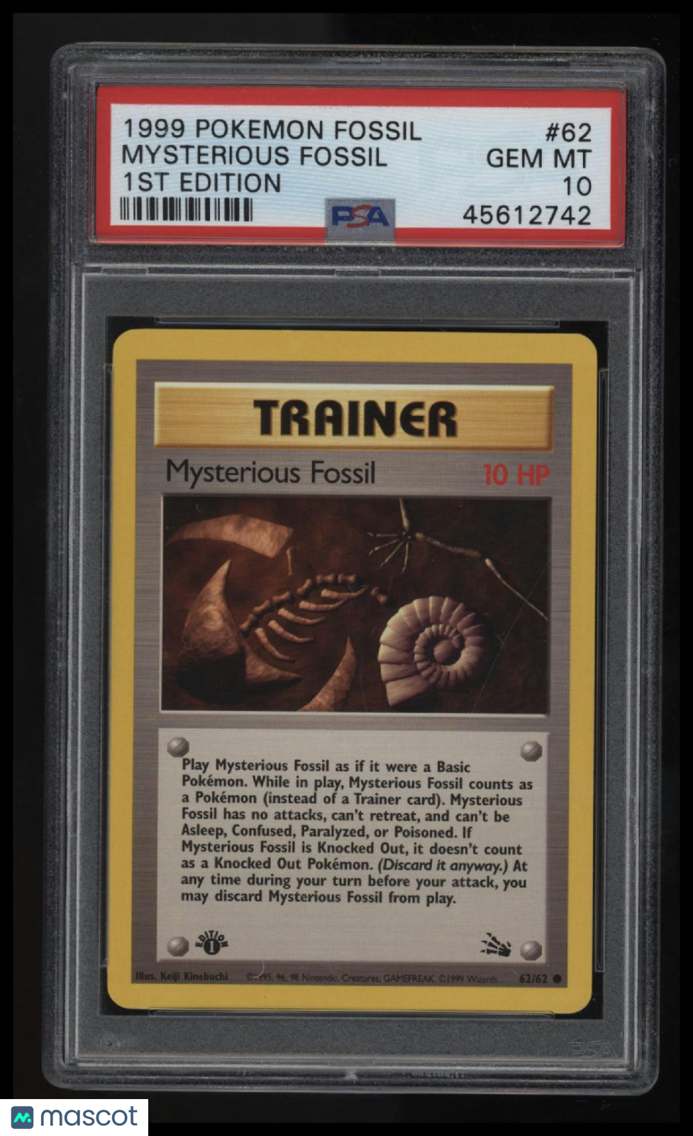 1999 Pokemon Fossil Mysterious Fossil 1st Edition PSA 10