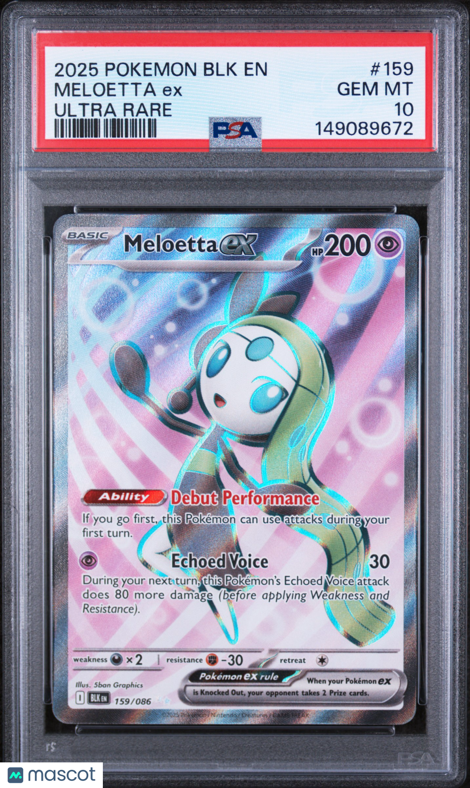 2025 Pokemon Blk En-Black Bolt Meloetta Ex Ultra Rare PSA 10