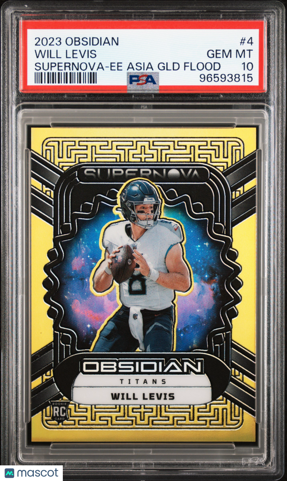 2023 Panini Obsidian Supernova Will Levis Supernova-Ee Asia Gld Flood PSA 10