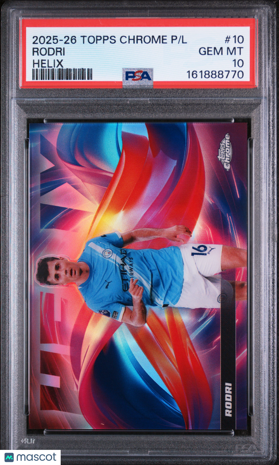 2025-2026 Topps Chrome Premier League Helix Rodri PSA 10