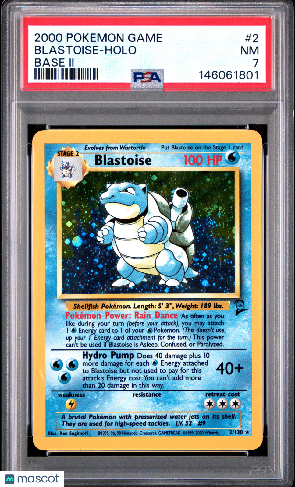 2000 Pokemon Game Base 2 Blastoise-Holo PSA 7
