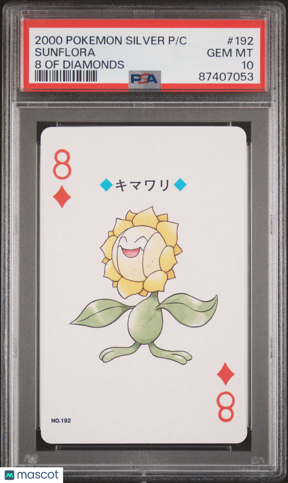 2000 Pokemon Silver Version Playing Cards Sunflora 8 Of Diamonds PSA 10