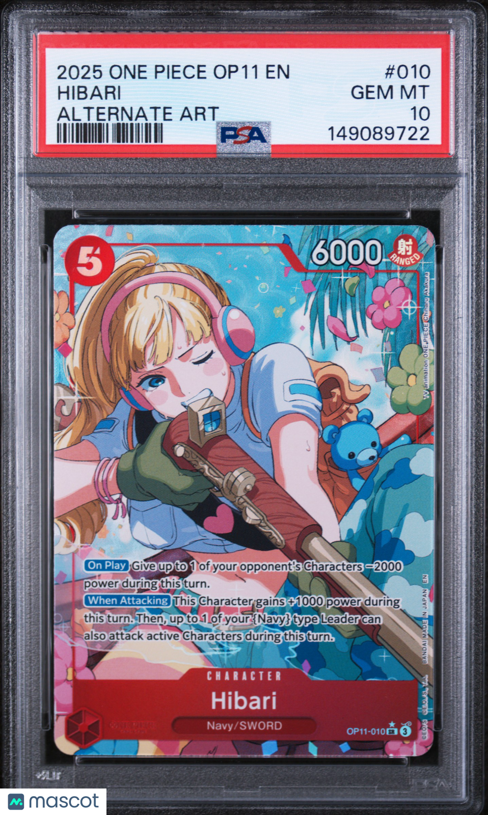 2025 One Piece Op11-A Fist Of Divine Speed Hibari Alternate Art PSA 10