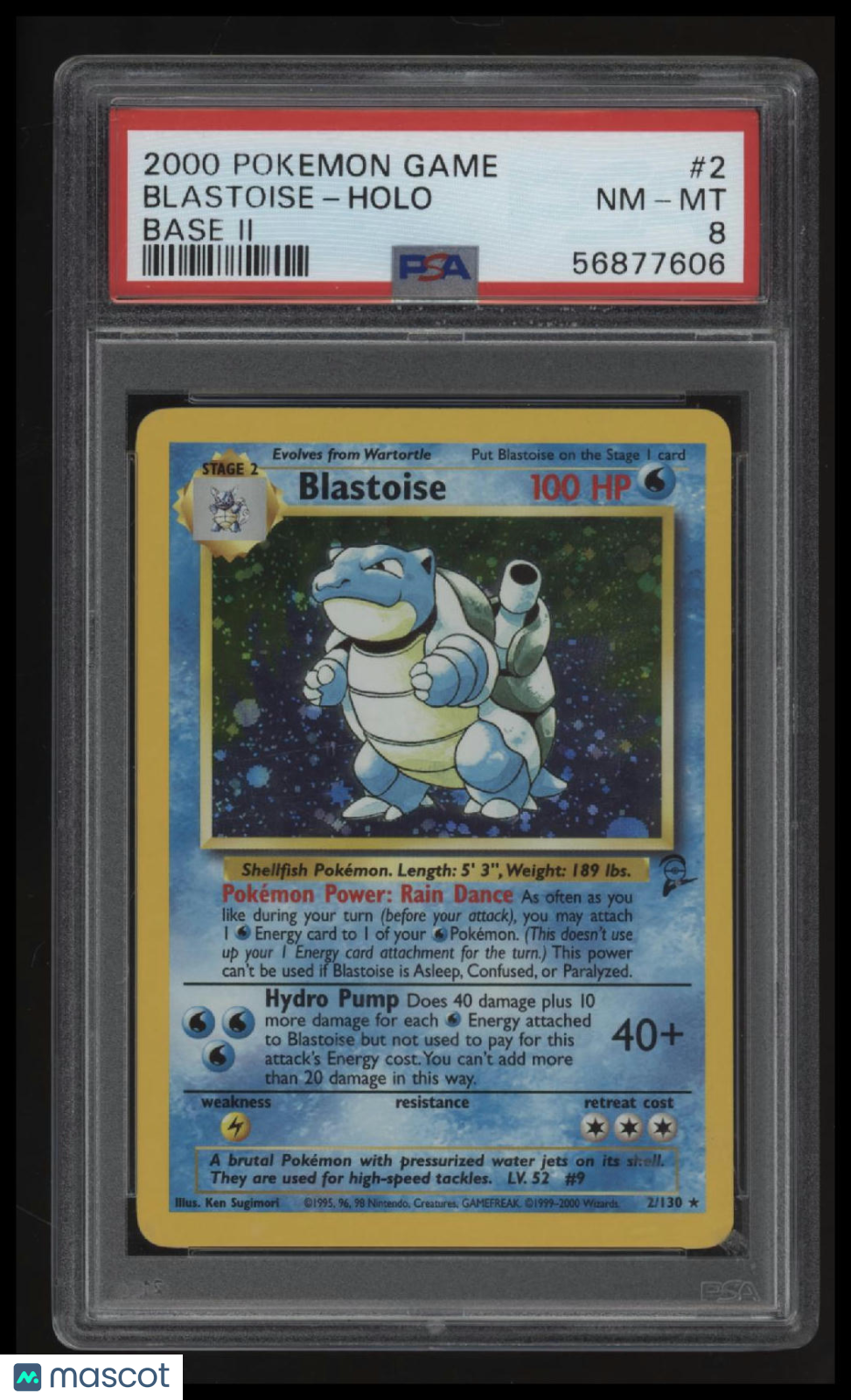2000 Pokemon Game Base Ii Blastoise-Holo Base Ii PSA 8