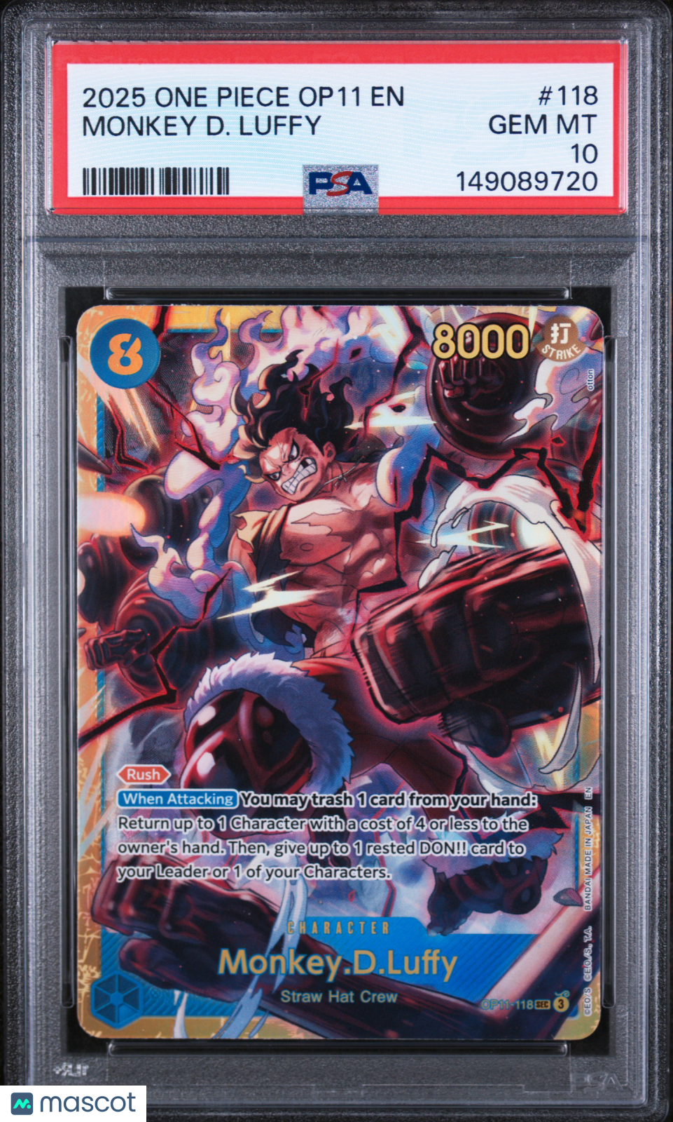 2025 One Piece Op11-A Fist Of Divine Speed Monkey D. Luffy PSA 10
