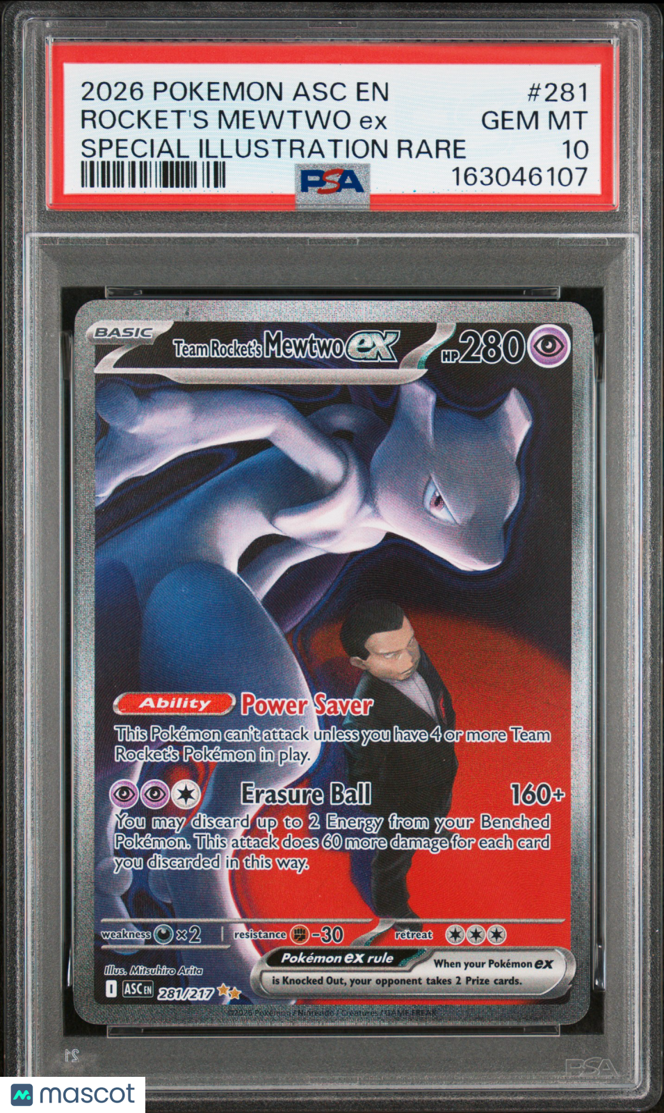 2026 Pokemon Ascended Heroes Rocket'S Mewtwo Ex Special Illustration Rare PSA 10