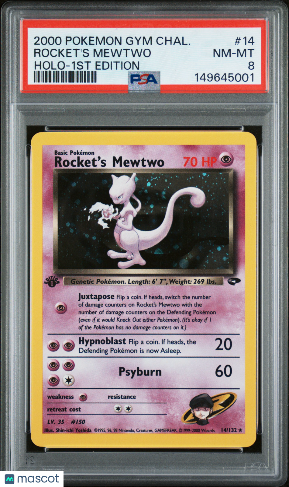 2000 Pokemon Gym Challenge Rocket'S Mewtwo Holo-1st Edition PSA 8