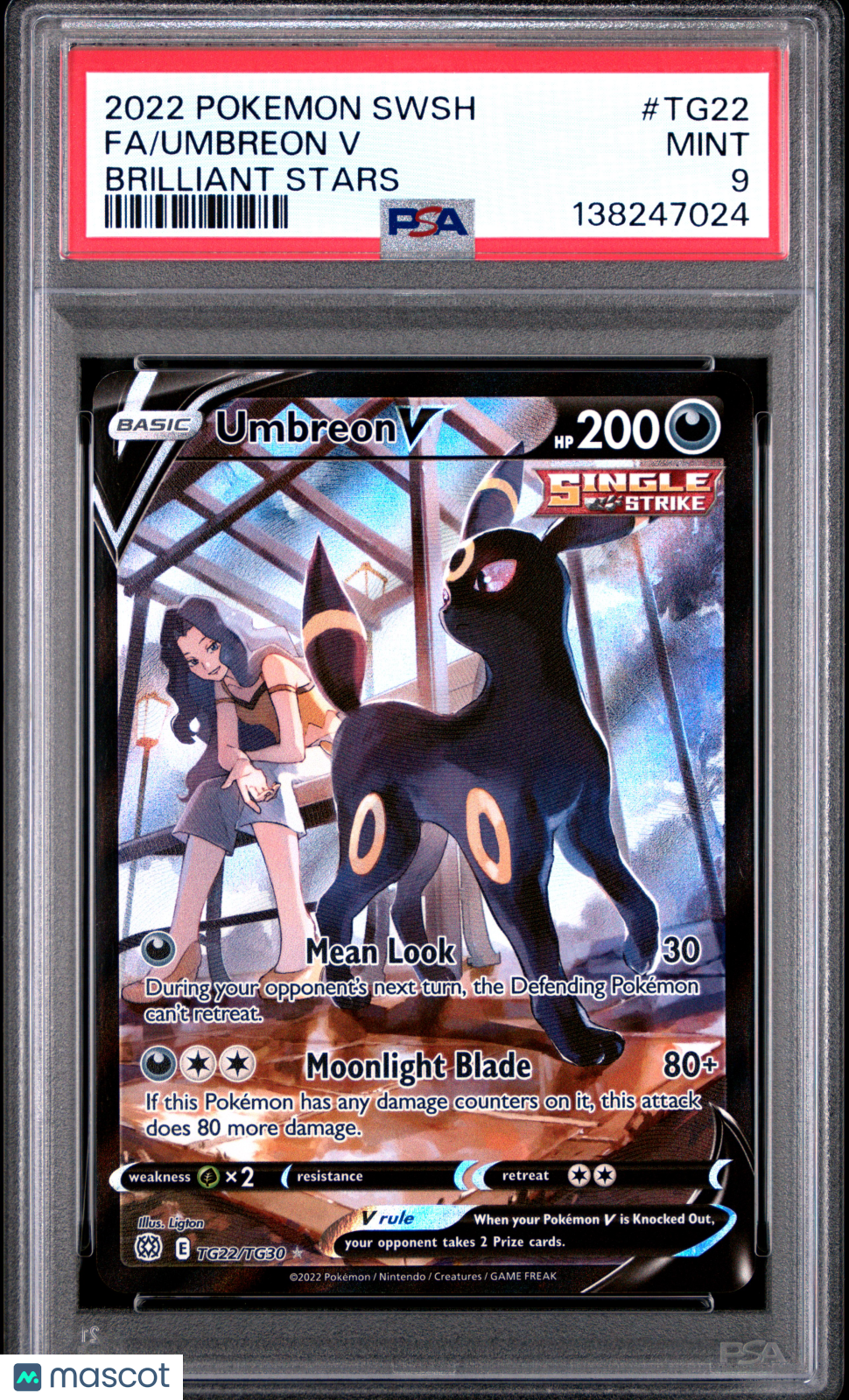 2022 Pokemon Sword & Shield Brilliant Stars Fa/Umbreon V Brilliant Stars PSA 9