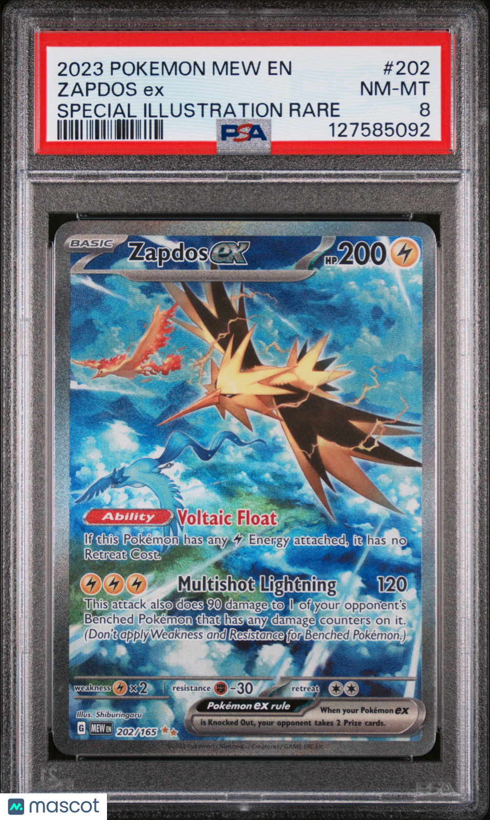 2023 Pokemon Mew En-151 Zapdos Ex Special Illustration Rare PSA 8