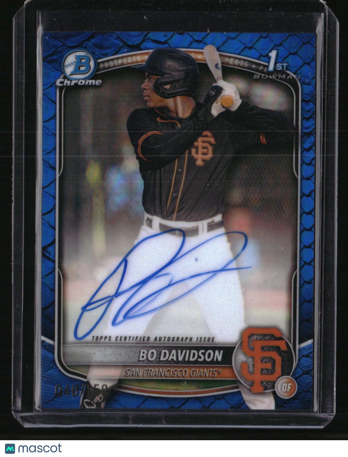 2025 Bowman Chrome Bo Davidson Prospect Autographs Reptilian Blue #/150