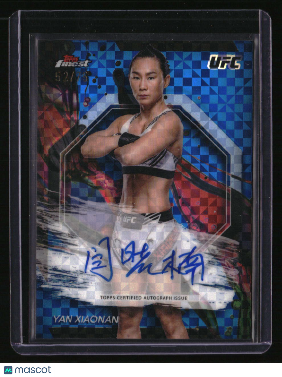 2024 Topps Finest UFC Yan Xiaonan Finest Autographs Blue Checkerboard #/75