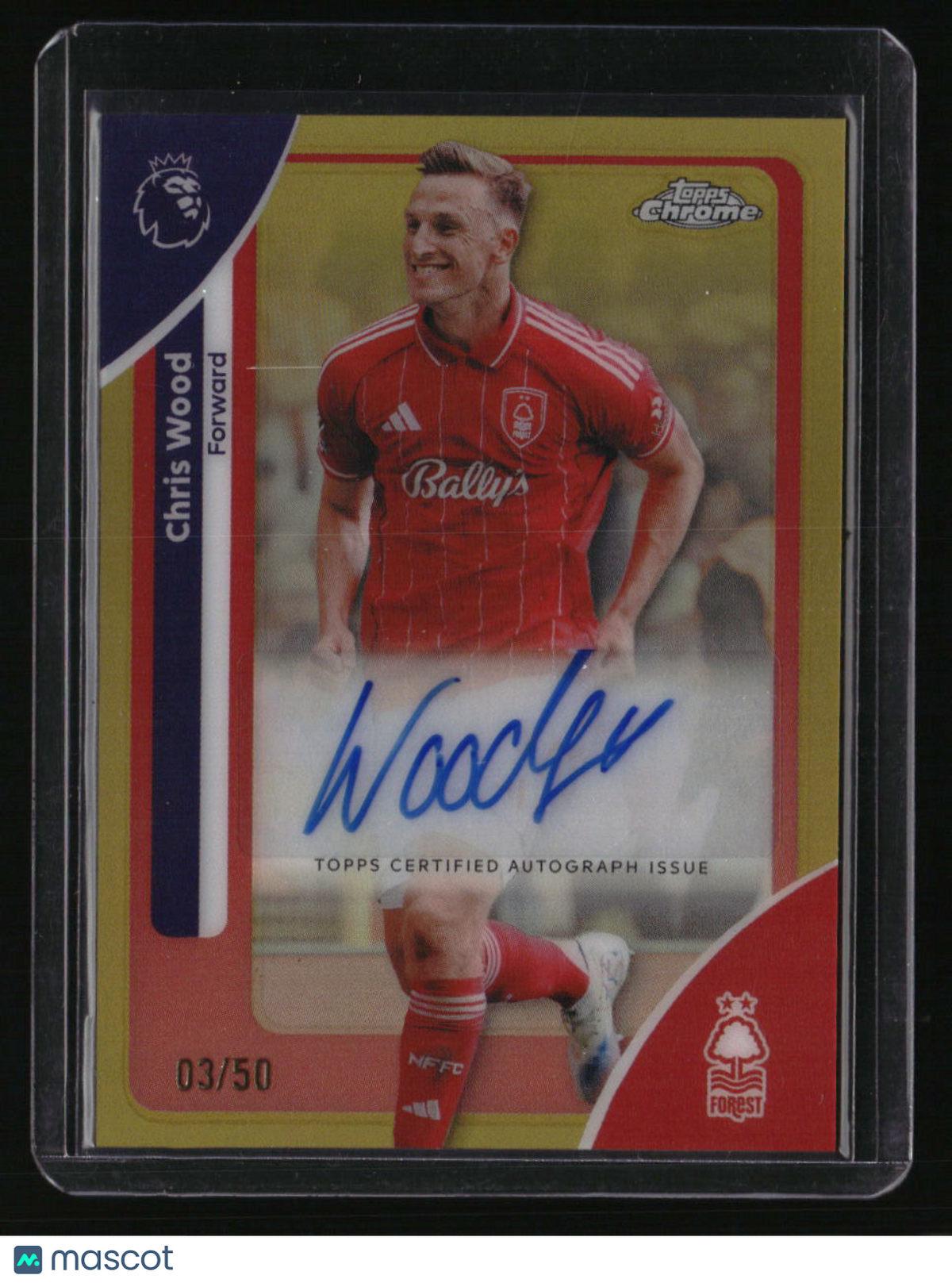 2025-26 Topps Chrome UEFA Club Competitions Chris Wood Auto Gold #/50