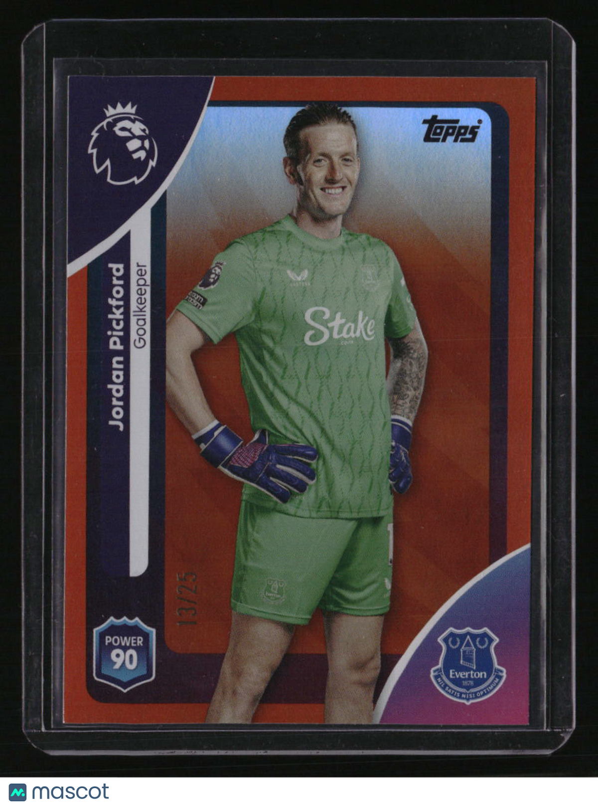 2025-26 Topps Premier League Jordan Pickford Orange Rainbow Foil #/25