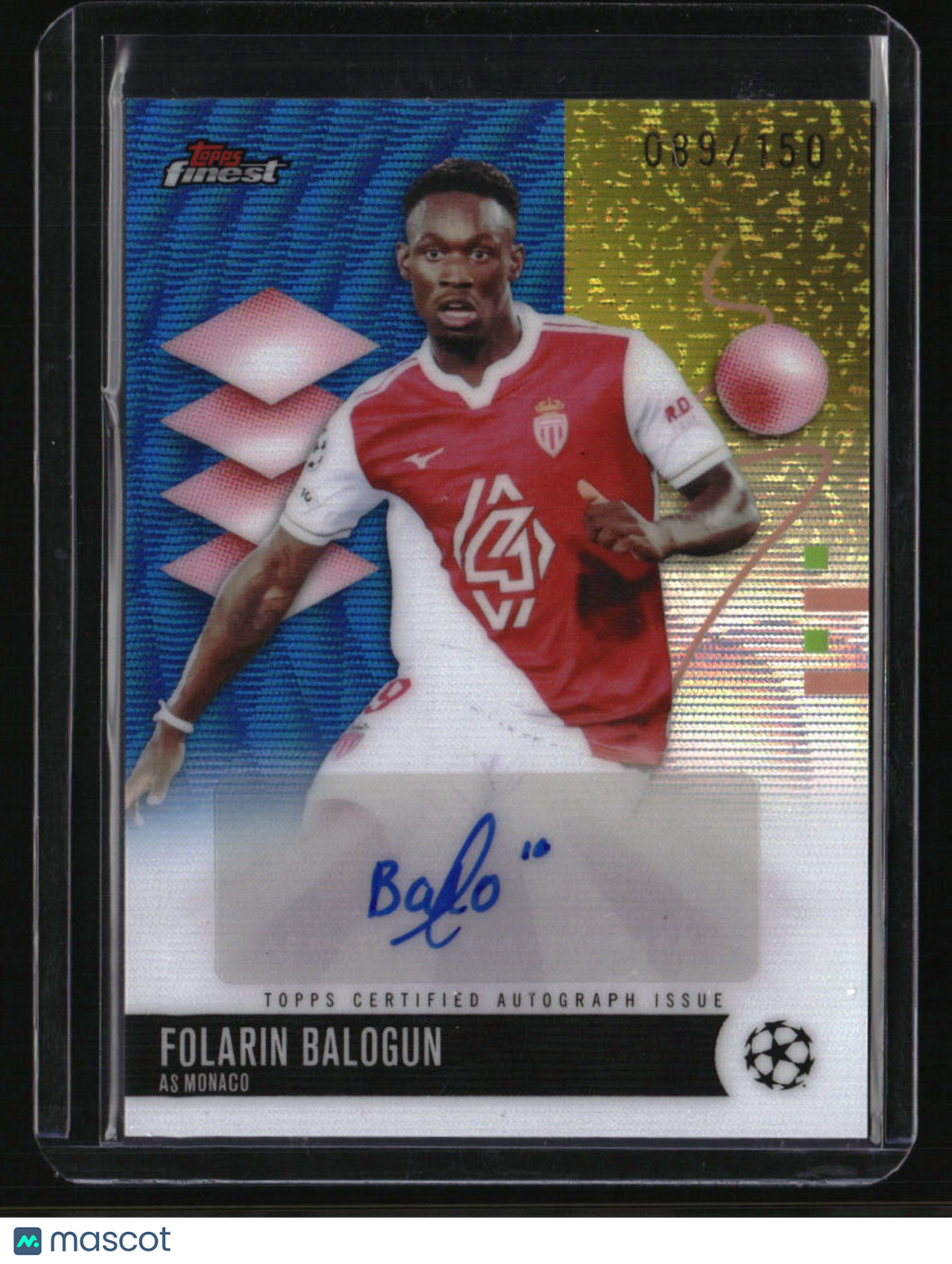2025-26 Finest UEFA Club Comp. Folarin Balogun Base Autographs Blue Wave #/150