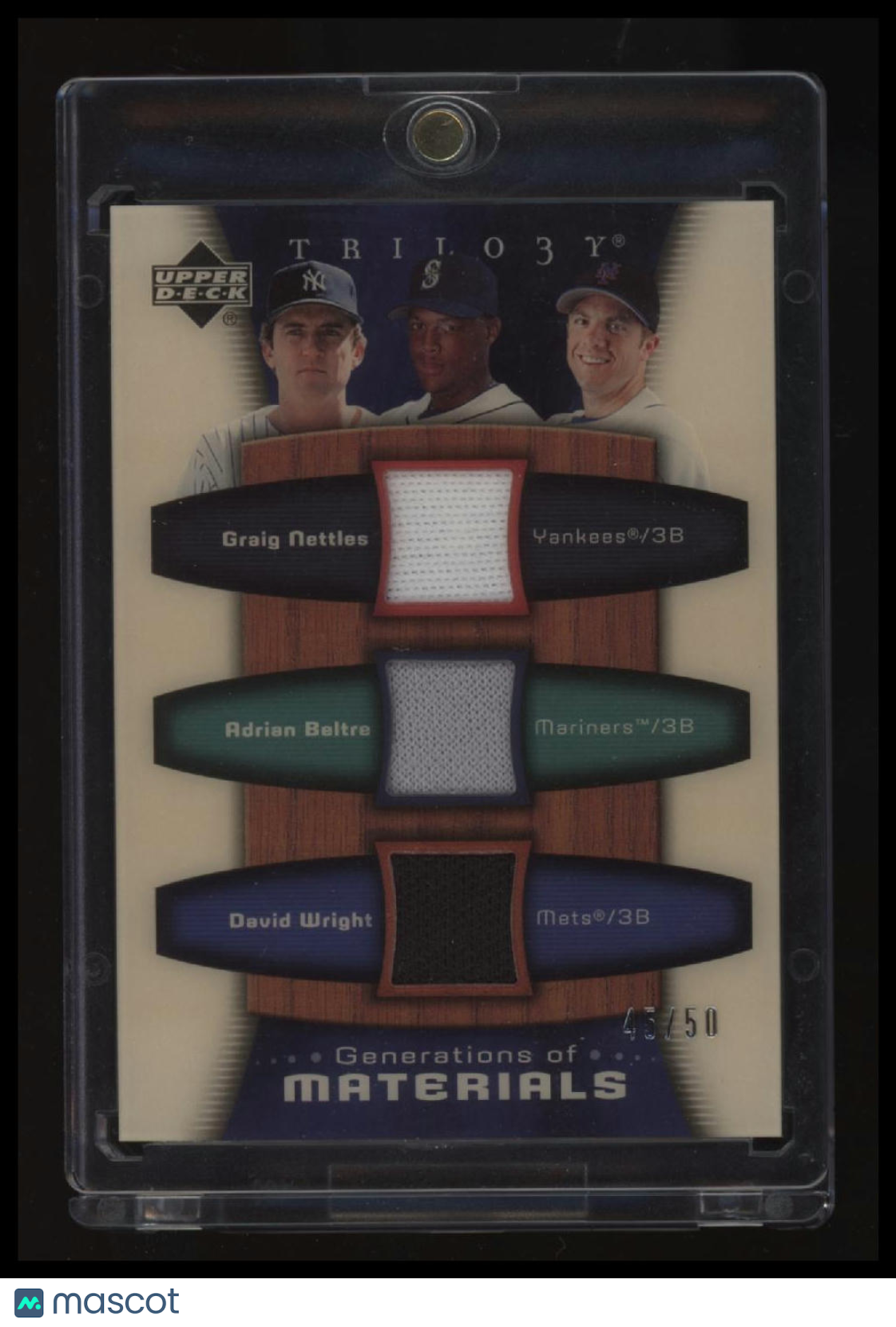 2005 Upper Deck Trilogy Nettles / Beltre / Wright Generations of Materials #/50