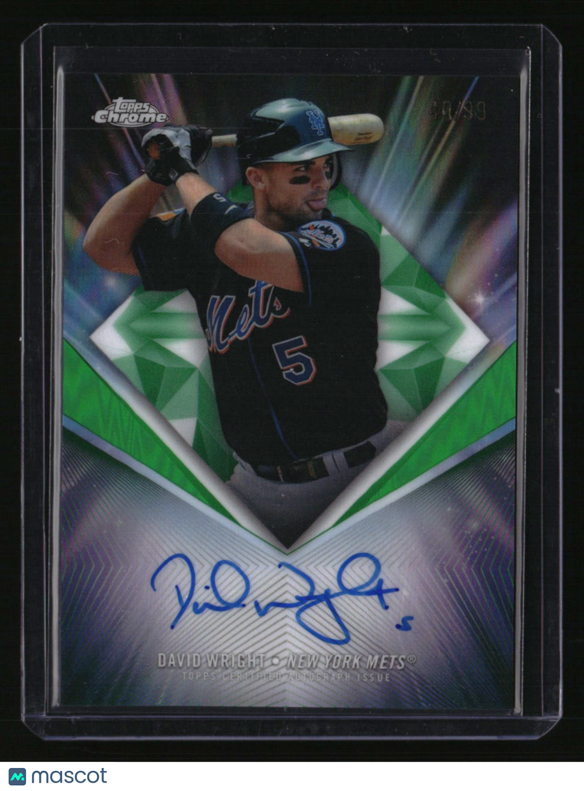 2026 Topps Chrome David Wright 75th Diamond Autographs Green Refractors #/99
