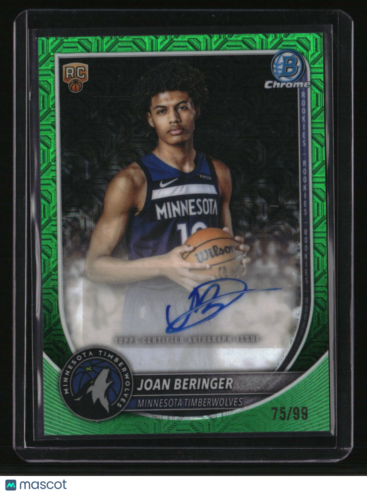 2025-26 Bowman Joan Beringer Chrome Autographs Green Mojo #/99