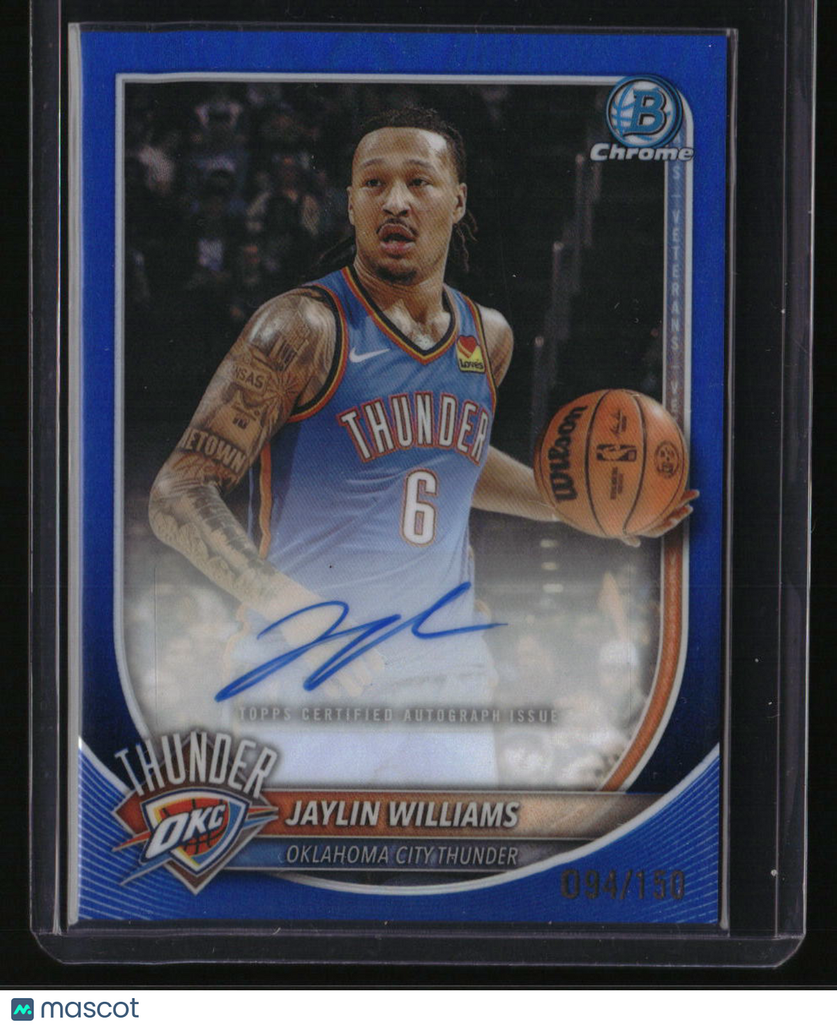 2025-26 Bowman Jaylin Williams Chrome Autographs Blue Refractor #/150