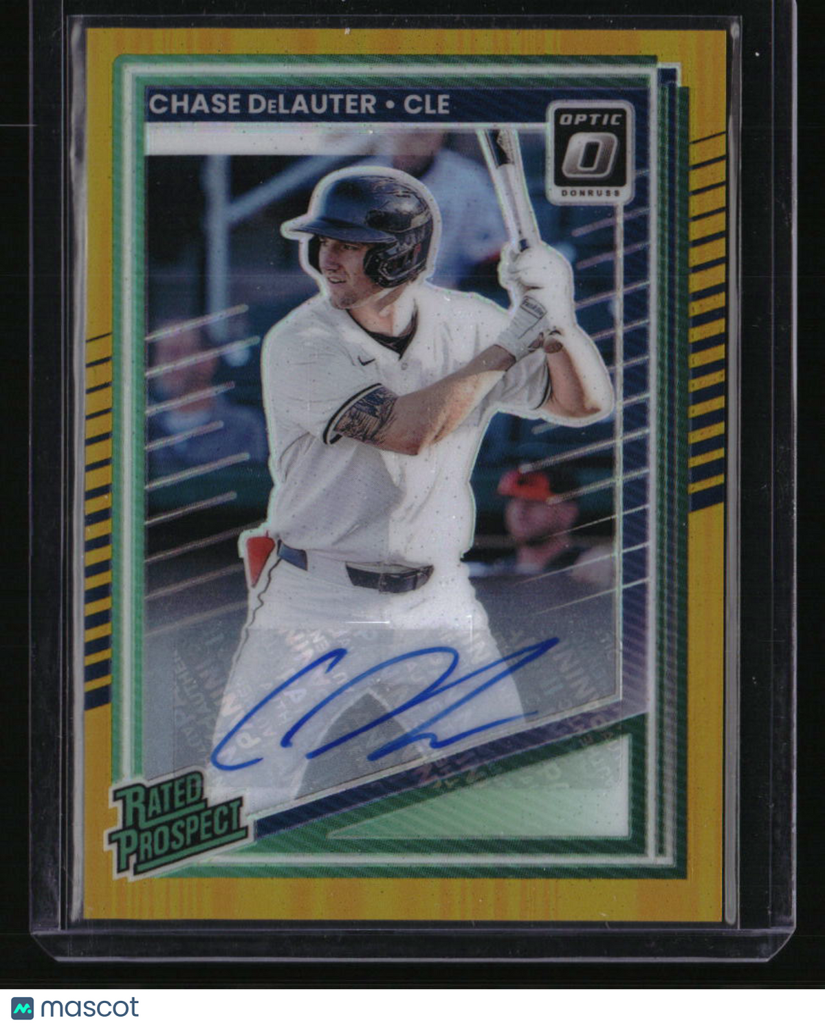 2025 Donruss Chase DeLauter Rated Prospects Optic Signatures Gold #/10