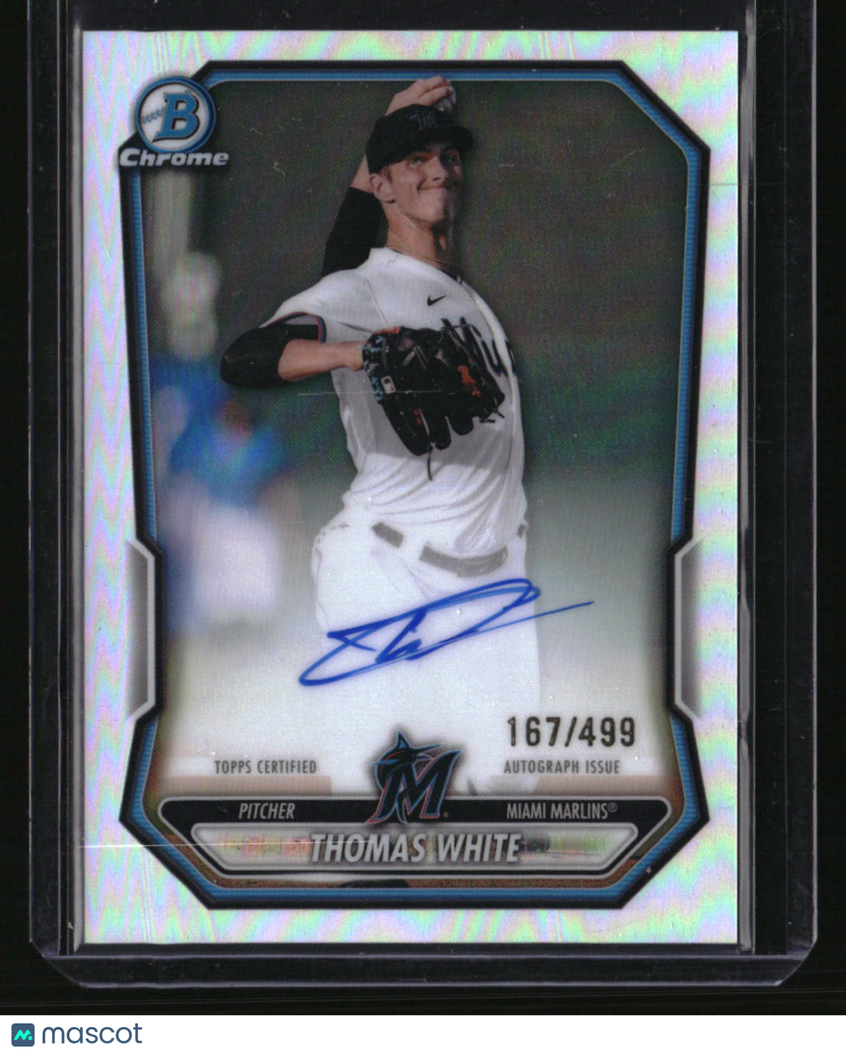 2026 Bowman Thomas White Chrome Prospect Autographs Refractors #/499
