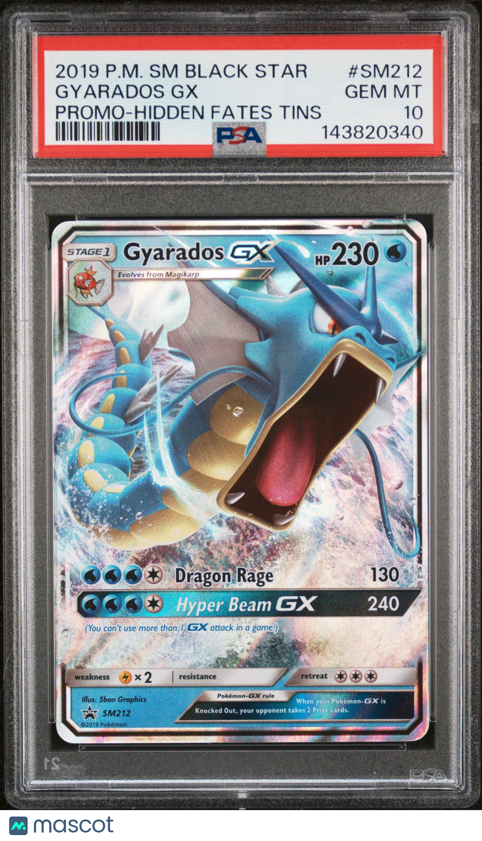 2019 Pokemon Sm Black Star Promo Gyarados Gx Promo-Hidden Fates Tins PSA 10