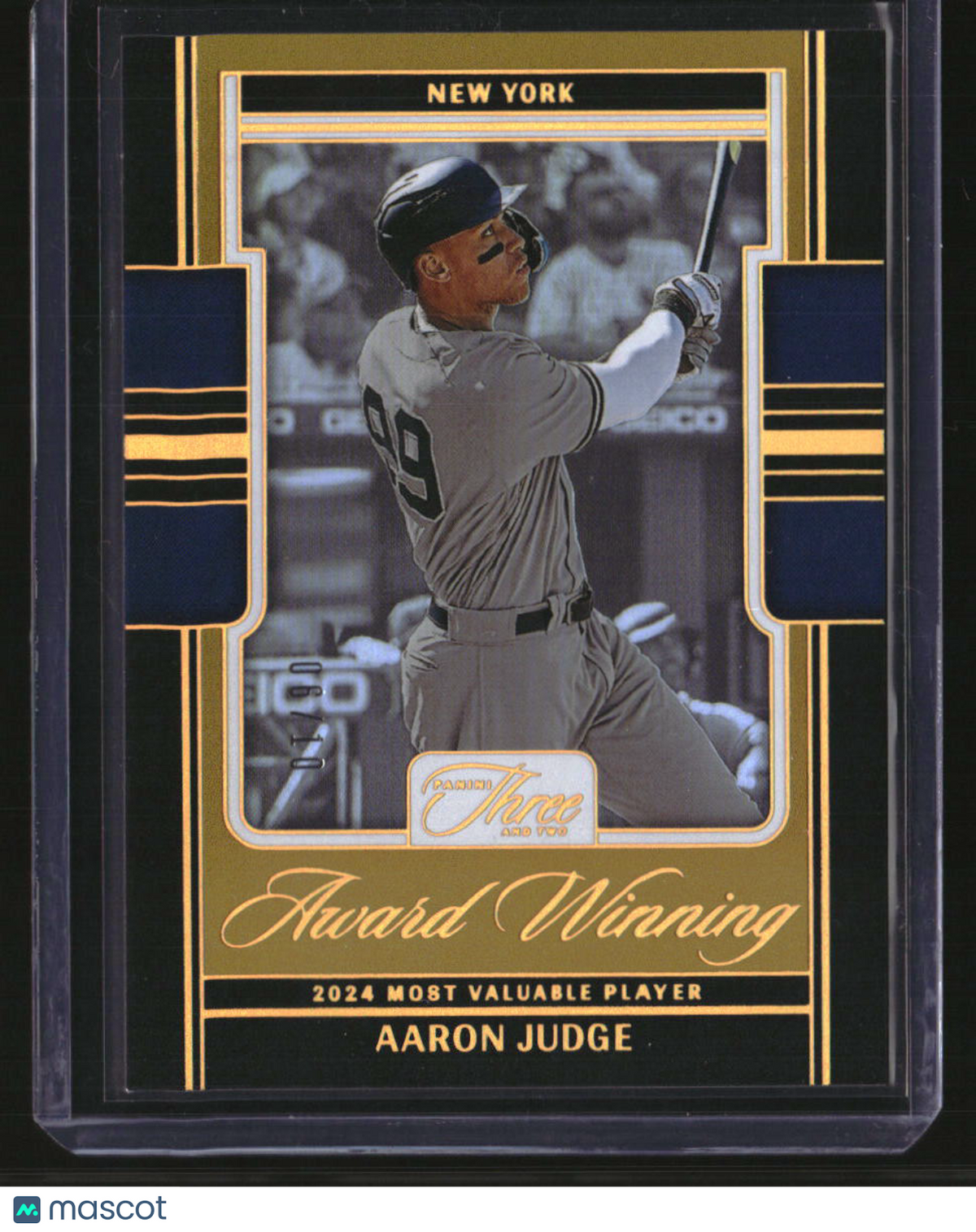 2025 Panini Three and Two Aaron Judge Award Winning Holo Gold #/10