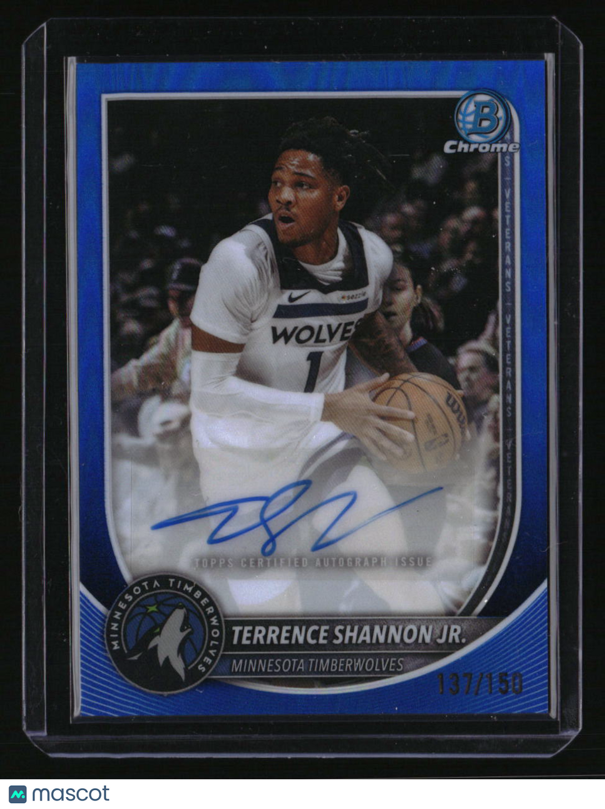 2025-26 Bowman Terrence Shannon Jr. Chrome Autographs Blue Refractor #/150