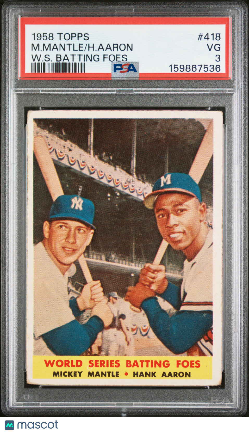 1958 Topps M.Mantle/H.Aaron W.S. Batting Foes PSA 3