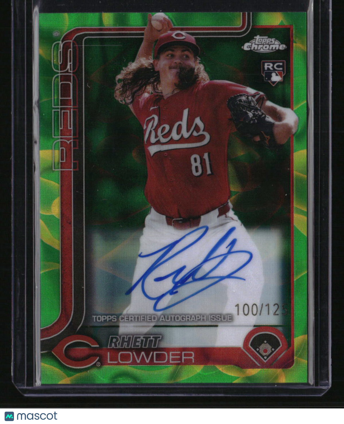 2025 Topps Chrome Update Rhett Lowder Rookie Lava Lamp Auto Green/Yellow #/125