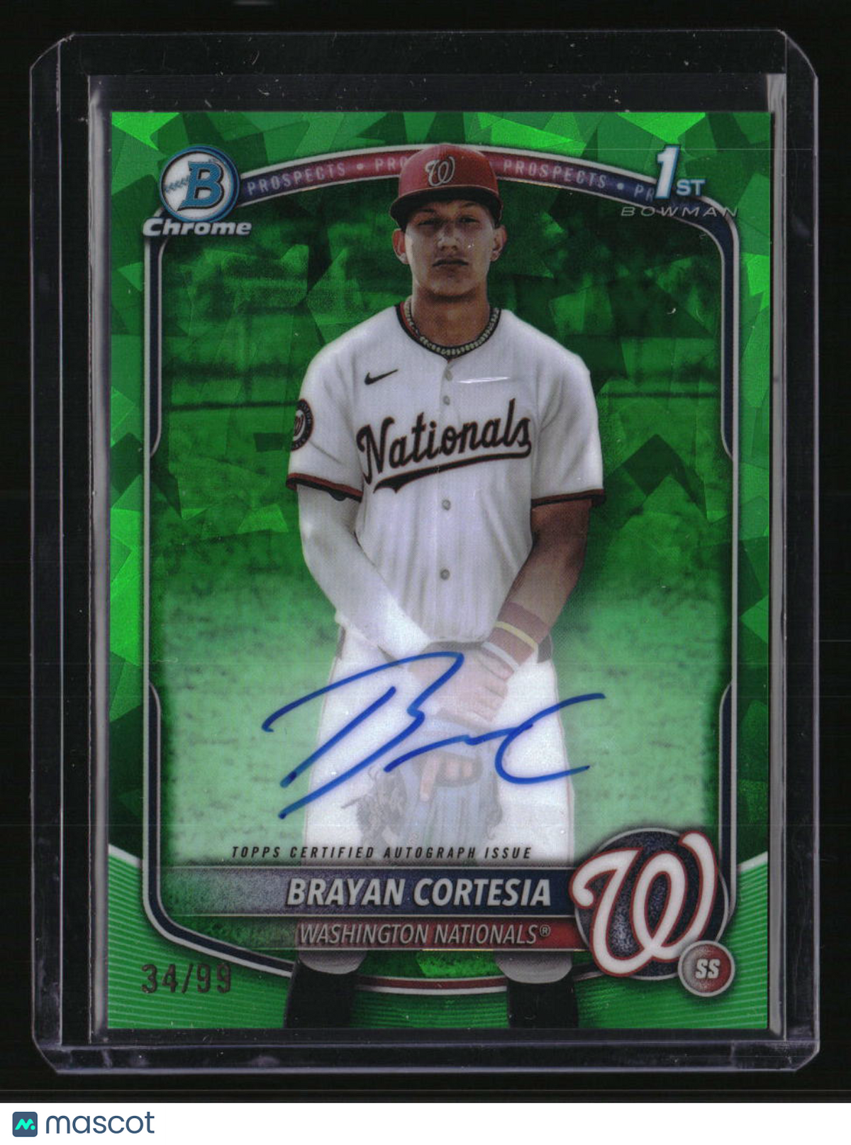 2025 Bowman Chrome Sapphire Edition Brayan Cortesia Prospect Autos Green #/99