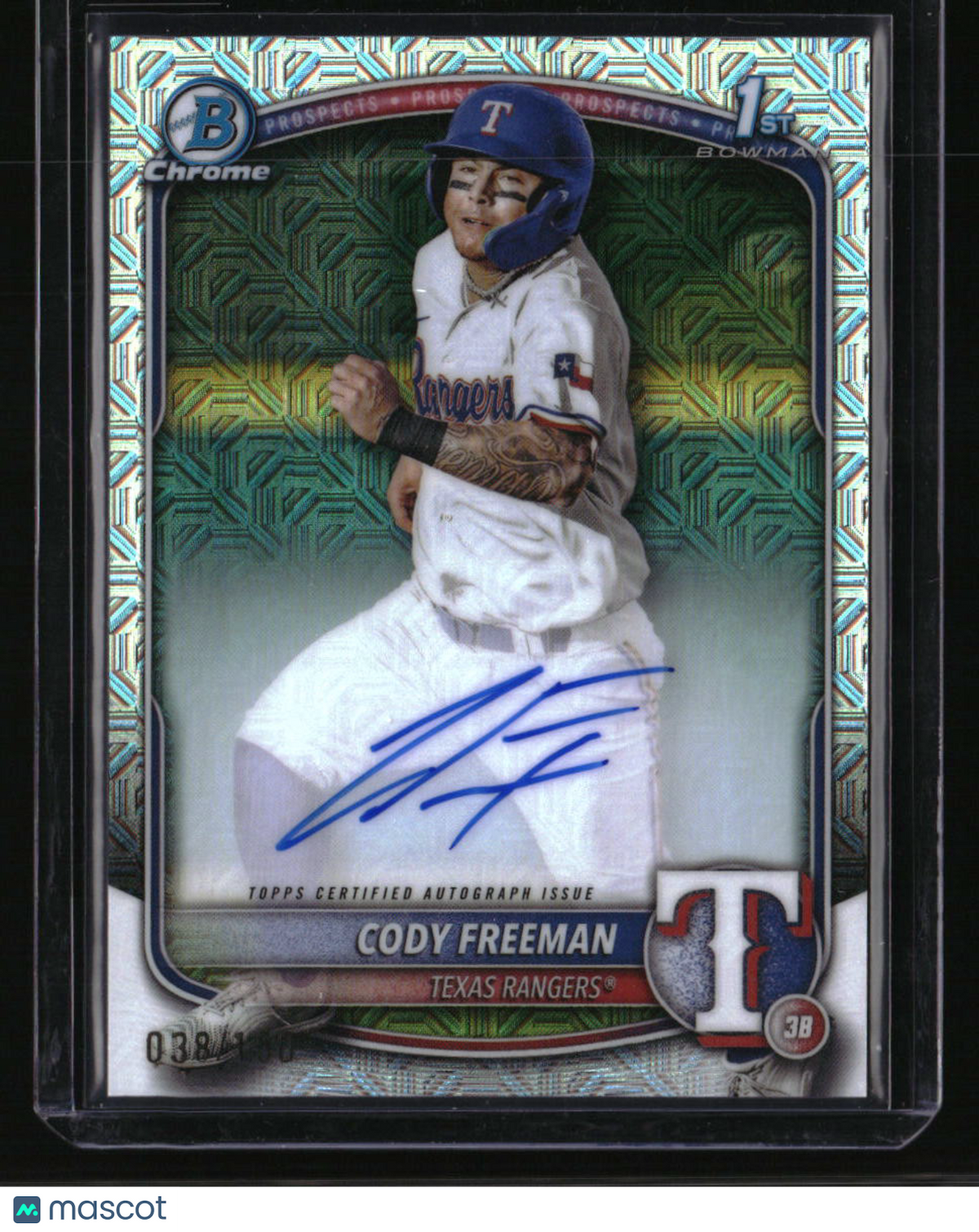 2025 Bowman Cody Freeman Chrome Prospect Autographs HTA Choice Refractor #/150