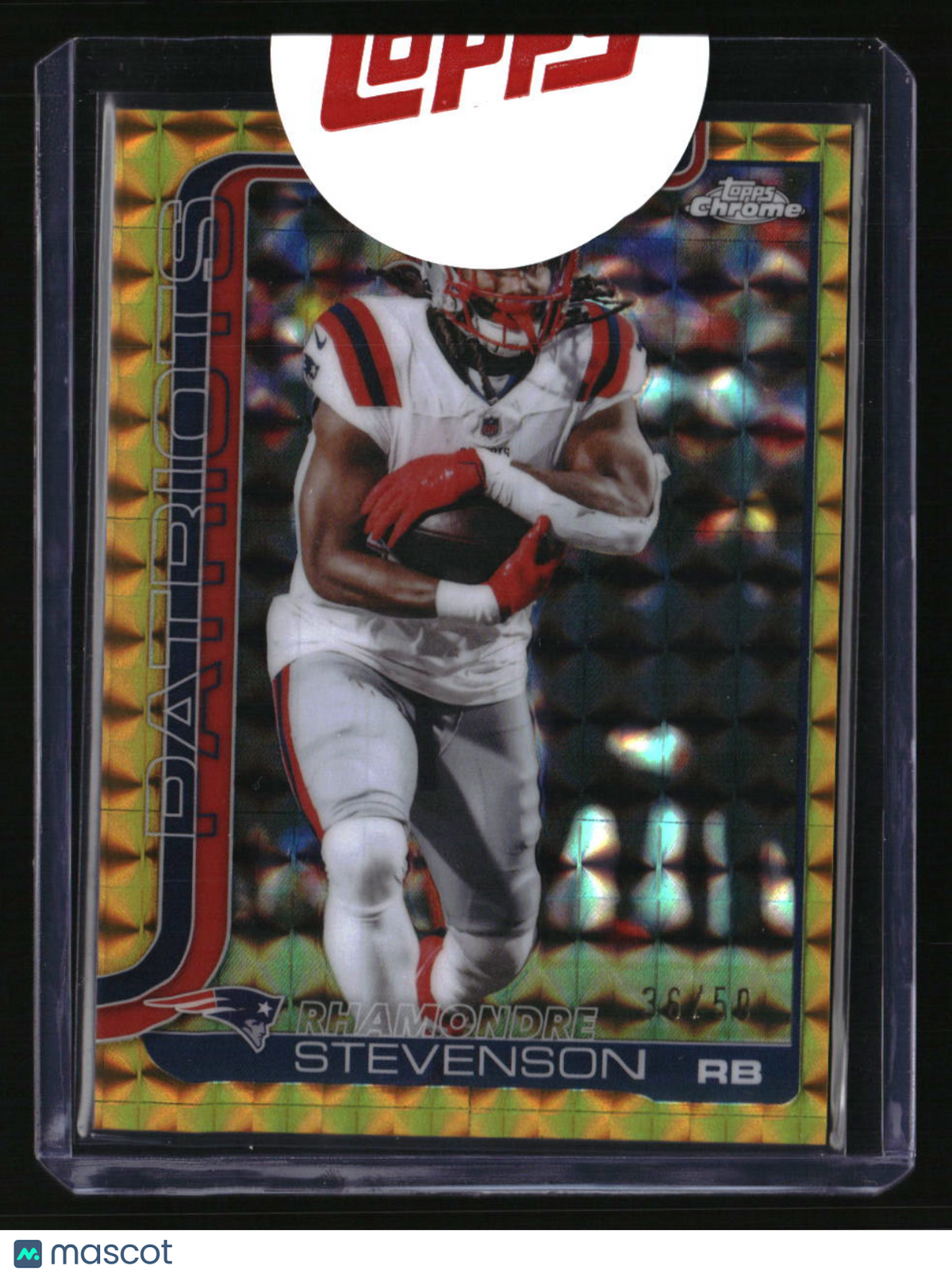 2025 Topps Chrome Rhamondre Stevenson Gold Geometric Refractor #/50